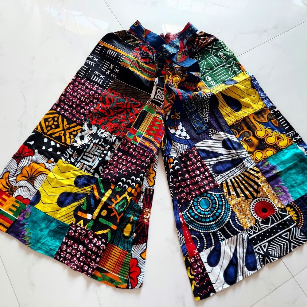 Colorful Patchwork Wide-Leg Pants - Picture 4 of 5